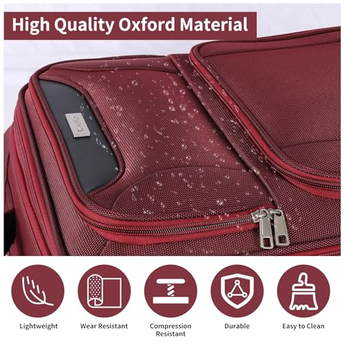 WireHot 3-Piece Softside Expandable Luggage Set, Burgundy, 20in/24in/28in - color: Burgundy