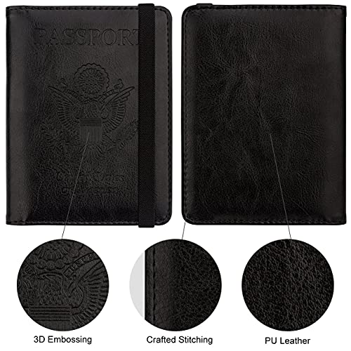 WALNEW Passport Holder for Travel, RFID Passport Wallet, Travel Essentials - color: A-Black