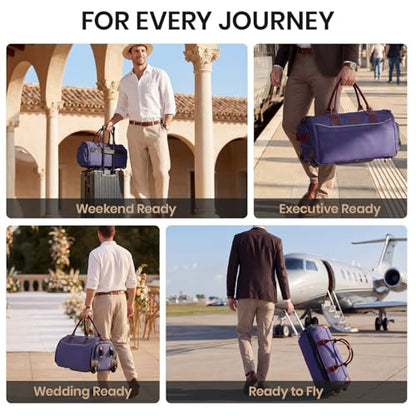 Fanwoli Carry-On Rolling Garment Bag with Wheels, Suit Travel Bag - color: Blue