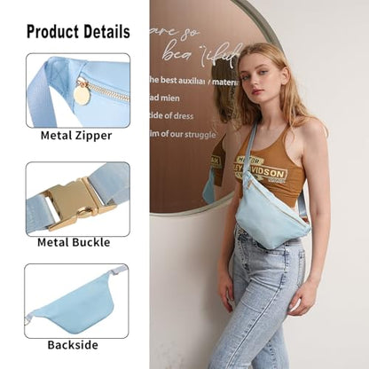 Belt Bag Crossbody Stadium Concert Bag for Women Water-Resistant Nylon Waist Pack (Light Blue) - color: Light Blue