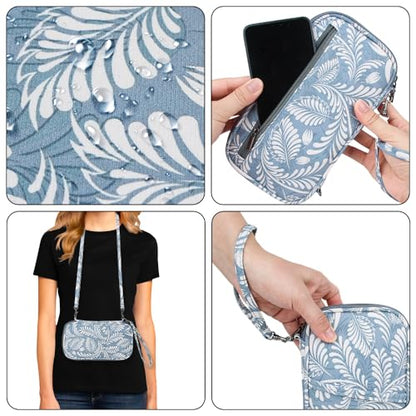 RFID Passport Wallet with Vaccine Card Slot, Family Travel Passport Holder Document Organizer Bag with Wrist & Neck Double Strap - color: Gray Leaf