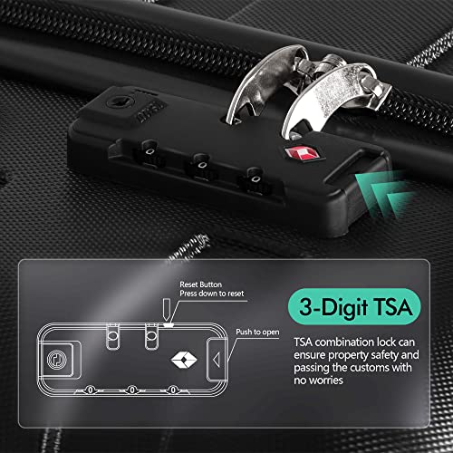 AnyZip Luggage PC ABS Hardside Lightweight Suitcase with 4 Universal Wheels TSA Lock Checked-Medium 24 Inch Black - color: Black, size: 24" Checked-Medium