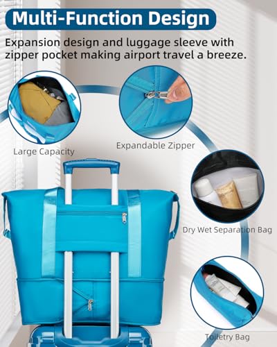 LARVENDER Expandable Carry on Luggage Suitcase with Wheels, Ocean Breeze - color: Ocean Breeze, size: 3 Piece Set (20/DB/TB)