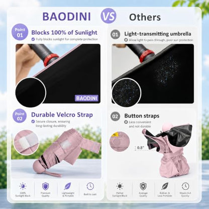 BAODINI Mini Travel Umbrella with UV Sun Protection, Compact Pocket-Size - color: D-1-Pink