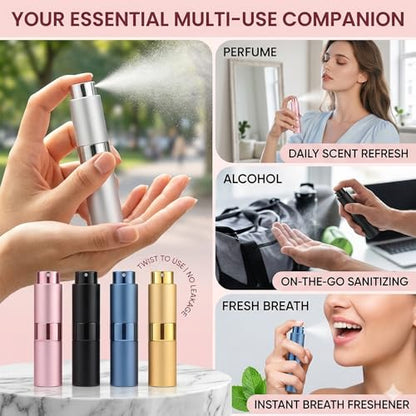 4 Pack 8ml Refillable Perfume Atomizers, Leak-Proof Inner, Aluminum Shells - color: Red
