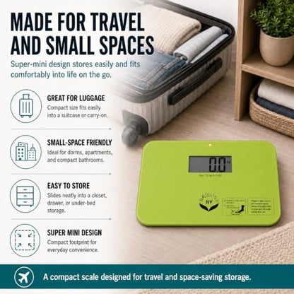 600 Super Mini Travel Bathroom Scale, 330 lb, Green - color: Green