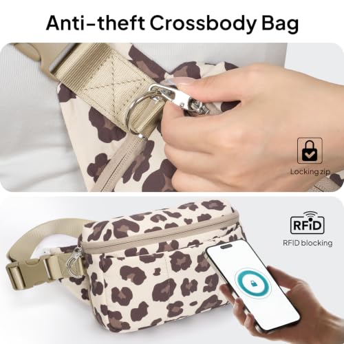 TOPEAST Waist Pack 3.5L Fanny Packs with Water Bottle Holder - color: Cream Leopard