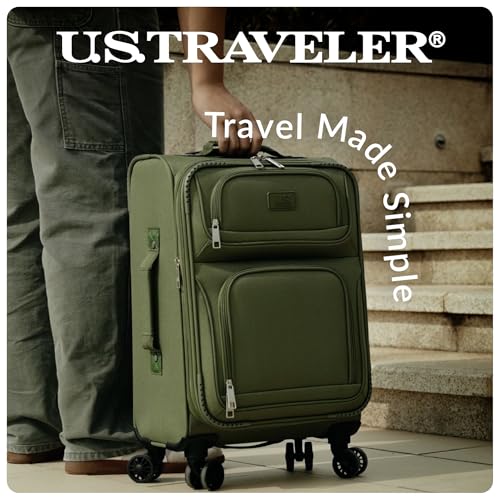 U.S. Traveler Rio Lightweight Softside Rolling Carry-on Suitcase, 4-Wheel Set, Light Blue - color: Light Blue, size: 22"/14"