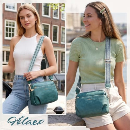 Crossbody Bag for Women Vegan Leather Handbag Purse Anti Theft RFID - color: Peacock Blue