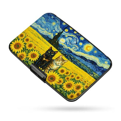 Credit Card Holder RFID Aluminum card case Cat Flowers mini Wallet Women