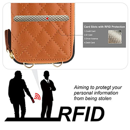 Bocasal Crossbody Wallet Case Card Holder for iPhone 14 Pro Max Brown - color: Brown