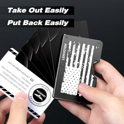Lenvoten Upgraded Hinged Minimalist Wallet for Men, RFID Blocking Wallet - color: S8-Patriot Flag