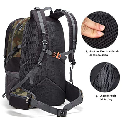 SPEEDPARK 40L Hiking Backpack, Lightweight Camping Daypack with Rain Cover - color: Camo