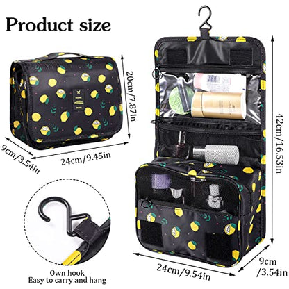 Hanging Toiletry Bag for Women, Portable Cosmetic Summer Beach Bag, Lemon - color: Black