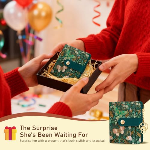 Jogjam Butterfly Green Rfid Women Wallet, Small Slim Credit Card Holder - color: Butterfly Green