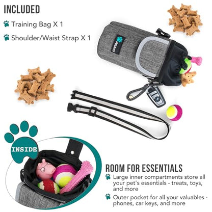 PetAmi Dog Treat Pouch, Large Hands-Free Training Bag, Gray - color: Heather Grey