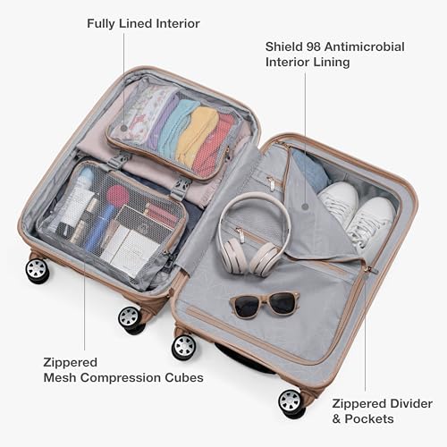 Traveler's Choice Pagosa Hardshell Expandable Luggage with Spinner Wheels, Latte Beige, 22-Inch Carry-on - color: Latte Beige, size: 22-Inch Carry-on