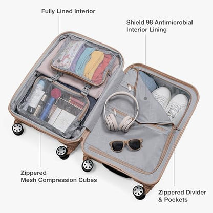 Traveler's Choice Pagosa Hardshell Expandable Luggage with Spinner Wheels, Latte Beige, 30-Inch Large - color: Latte Beige, size: 30-Inch Large