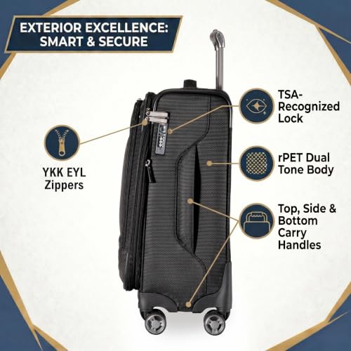 Ricardo Beverly Hills Softside 2 Piece: 20 Carry-On & 28 Large Checked, Lightweight Expandable Luggage Set, Spinner Wheels, TSA Lock, Telescopic Handle, Eco-Friendly Material, Black, Ashbury Series - color: Black, size: 2-Piece Set (20, 28)