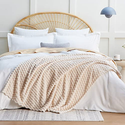 EXQ Home Turtle Shell Twin Size Throw Blanket Beige for Couch & Sofa - color: Beige, size: Twin