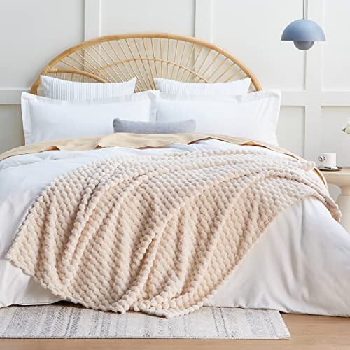 EXQ Home Beige Soft Fleece Full Blanket Cozy Throw for Couch Turtle Shell - color: Beige, size: Full