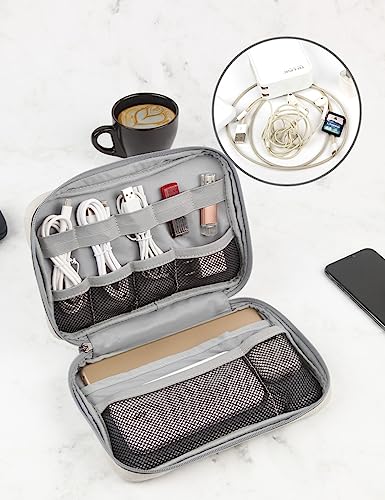 GOX Tech Pouch Accessories Case Organizer for Travel Small Electronics Bag - color: BEIGE-Large