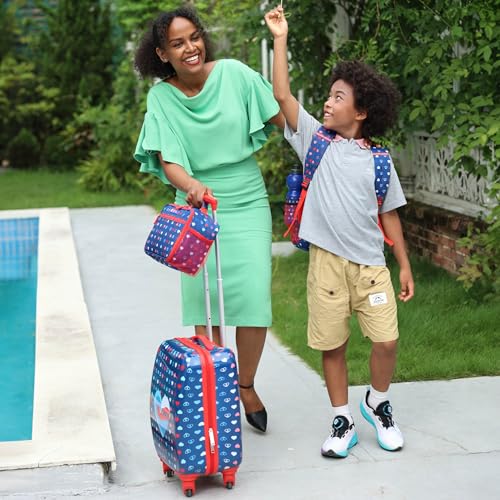 Nautica Kids Luggage - 18" Airline Approved Rolling Hardside Upright Carry-on Suitcase Set with Wheels (Nautica Peace | 5pc School Set) - color: Nautica Peace | 5pc School Set