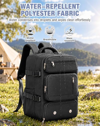 suradar Travel Backpack, 180° Open Laptop Backpack with Shoe Compartment - color: W3-black