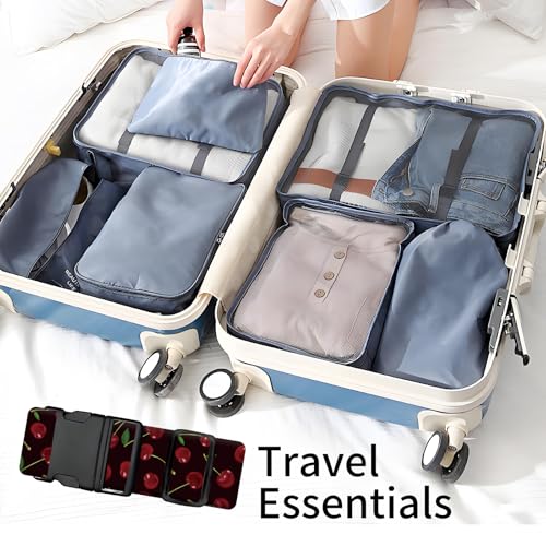 Luggage Straps for Suitcases, Heavy Duty Travel Belt with Quick-Release Buckle, Adjustable Suitcase Strap, Cute Luggage Accessories for Travel Cute Cherries - color: Cute Cherries