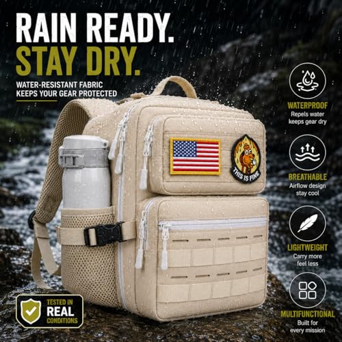 9L Mini Tactical Backpack for Men and Women, Gym Hiking Travel Daypack - color: Beige