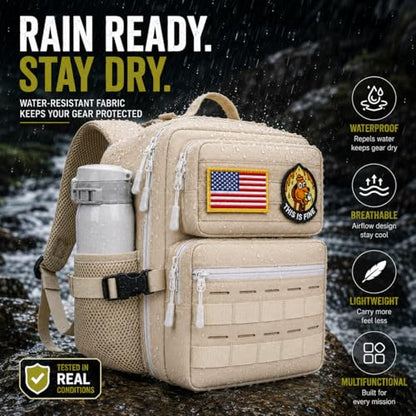 9L Mini Tactical Backpack for Men and Women, Gym Hiking Travel Daypack - color: Beige