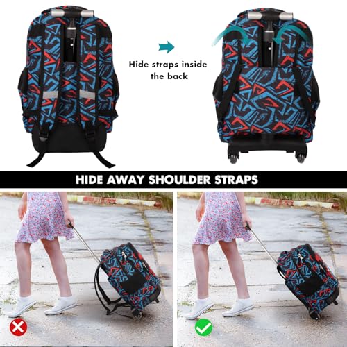 Tilami Rolling Backpack for Boys and Girls,Shark attack - color: Shark Attack