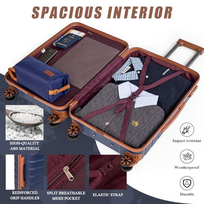 Cosbarn Luggage Sets 5 Piece, Hardshell Suitcases with Wheels, TSA Lock - color: DarkBlue