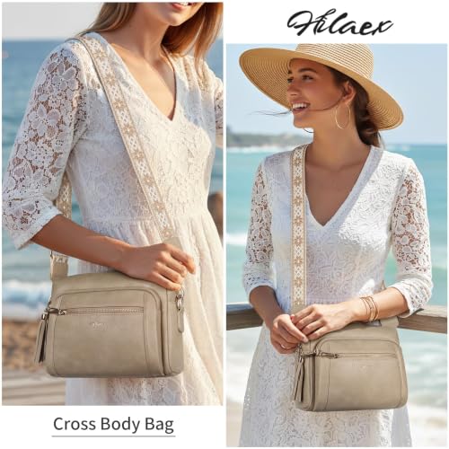 Vegan Leather Crossbody Bags for Women Anti theft Purses and Handbag - color: Cinnamon