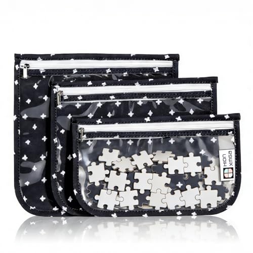 HIONXMGA Set of 3 Clear Travel Toiletry Bag, TSA Approved, Quart Size S/M/L - color: PlusXX