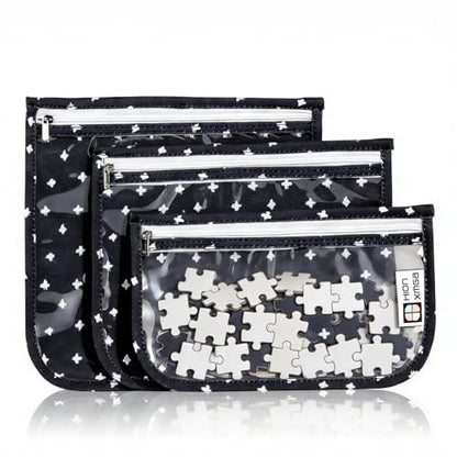 HIONXMGA Set of 3 Clear Travel Toiletry Bag, TSA Approved, Quart Size S/M/L - color: PlusXX