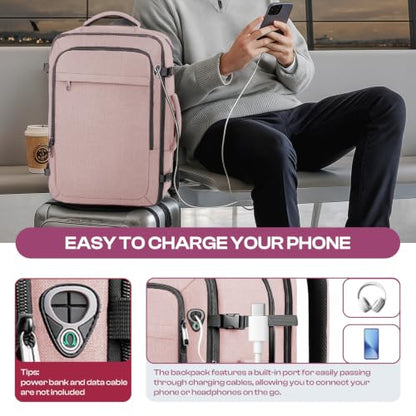 Large Travel Backpack for Women, Tsa Flight Approved Big Carry on Backpack - color: Pink, size: XX-Large