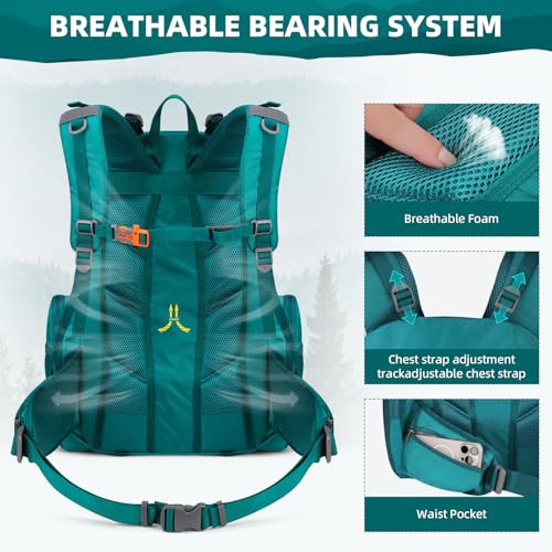 Maelstrom 40L Waterproof Hiking Backpack, Lightweight Travel Daypack - color: Green