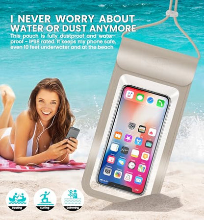 HiRui Waterproof Phone Pouch, Gold, X-Large - color: Gold, size: X-Large