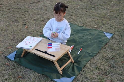 Pocket Picnic Blanket, Compact Lightweight Tarp for Camping - color: Army Green/Grey, size: 55"x39"