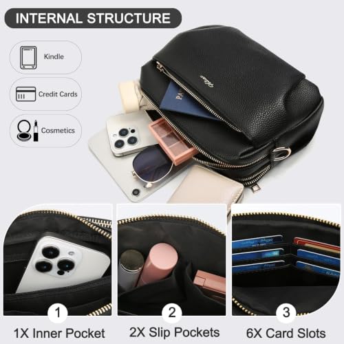 Crossbody Bag for Women Vegan Leather Handbag Purse Anti Theft RFID - color: Black