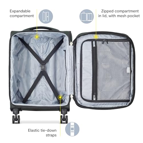DELSEY PARIS Sky Max 2.0 Softside Expandable Luggage with Spinner Wheels, Green, Checked-Medium, 24 Inch - color: Green, size: Checked-Medium, 24 Inch