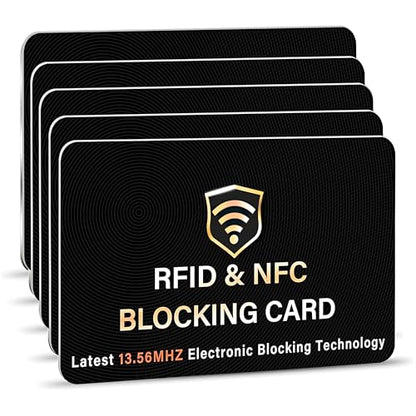 SaiTech IT 5 Pack Premium RFID Blocking Card for Credit Debit Card, Black - color: Black