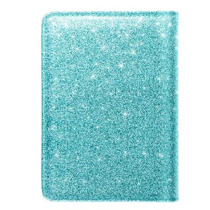 Coco Rossi Passport Holder for Travel Women Slim RFID Passport Cover Wallet - color: Glitter Teal