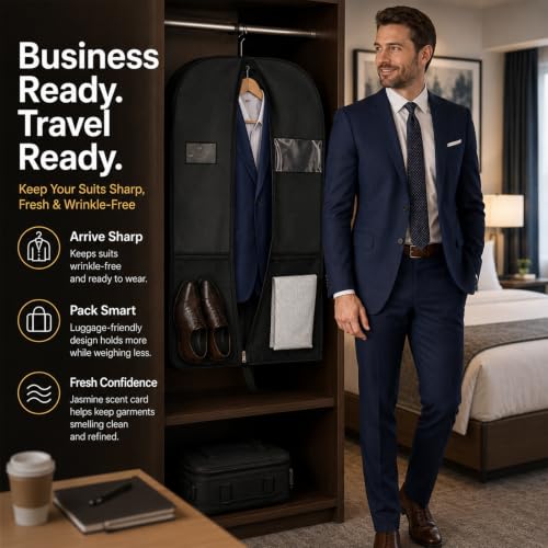 43-Inch Mens Hanging Garment Bag with ID Holder And Rear Zip Pocket - style: Garmentbag 43INCH 1 pack