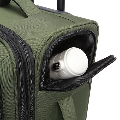 Kenneth Cole REACTION The Venturer 20-Inch Carry-On Lightweight Durable Softside 8-Wheel Spinner Cabin Size Luggage, Olive - color: Olive, size: Medium