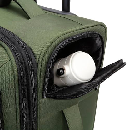 Kenneth Cole REACTION The Venturer 20-Inch Carry-On Lightweight Durable Softside 8-Wheel Spinner Cabin Size Luggage, Olive - color: Olive, size: Medium