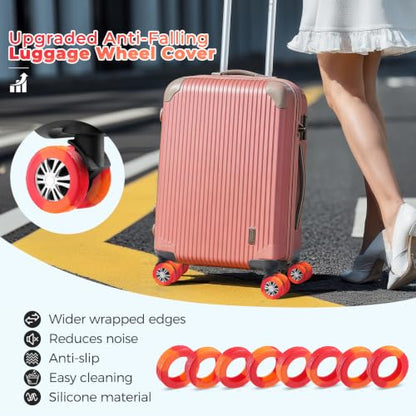 8Pcs Upgrade Luggage Wheel Covers,Travel Accessories (Bright Red/Orange) - color: Bright Red / Orange