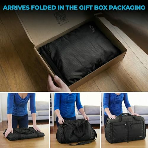 Bago Travel Duffle Bag for Women & Men. Extra Large Foldable Duffel Bags - color: All Black, size: 140L