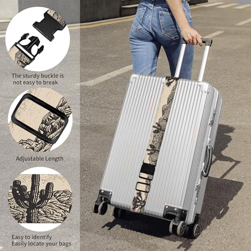 Luggage Straps for Suitcases, Heavy Duty Travel Belt with Quick-Release Buckle, Adjustable Suitcase Strap, Cute Luggage Accessories for Travel Retro Desert - color: Retro Desert